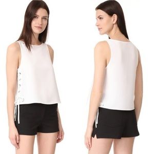 Rag & Bone White Eliza Lace Up Sides Tank Tunic